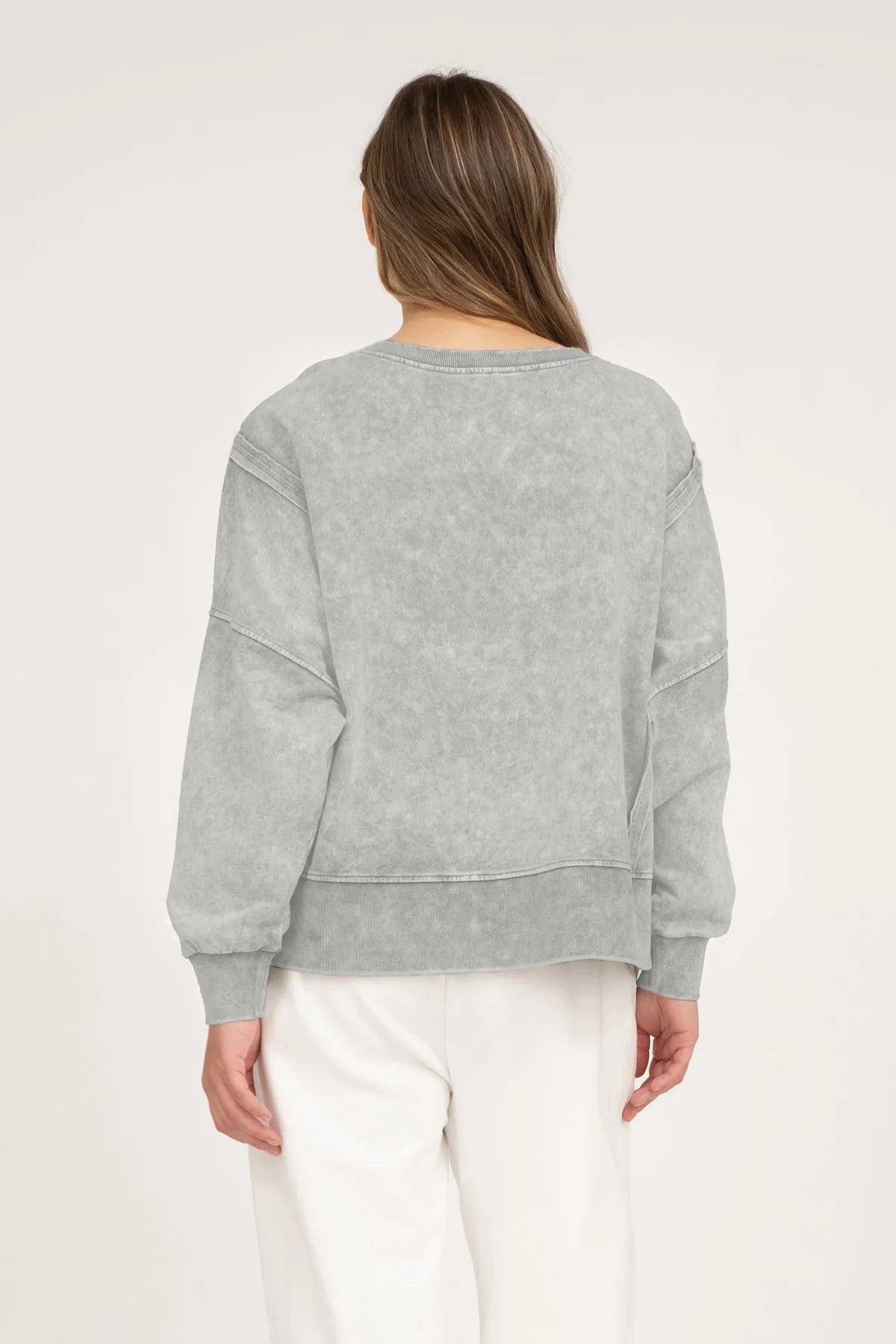 Sale Washed Extended Shoulder Long Sleeve Top