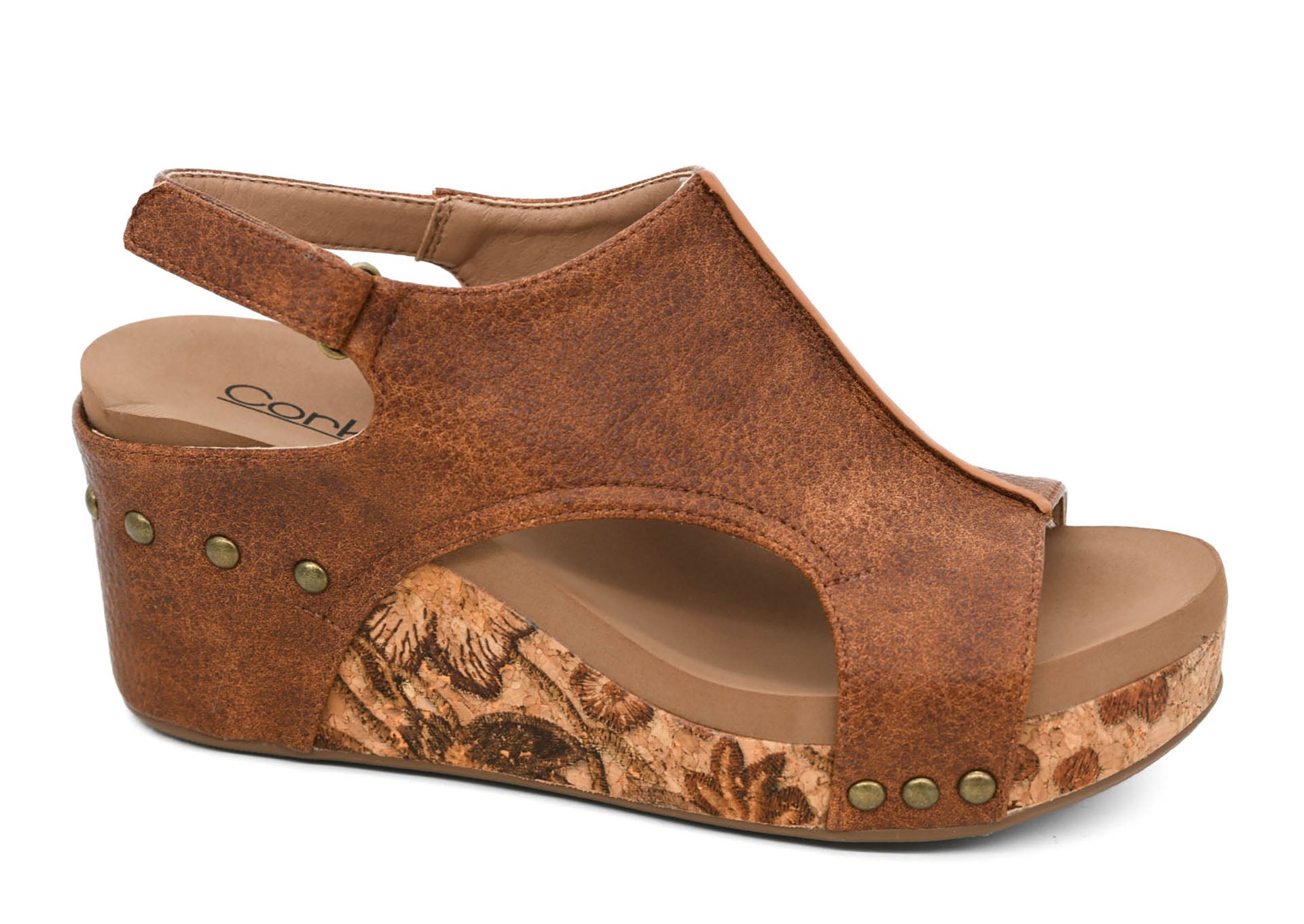 Carley Wedge Sandal Cognac Tumbled