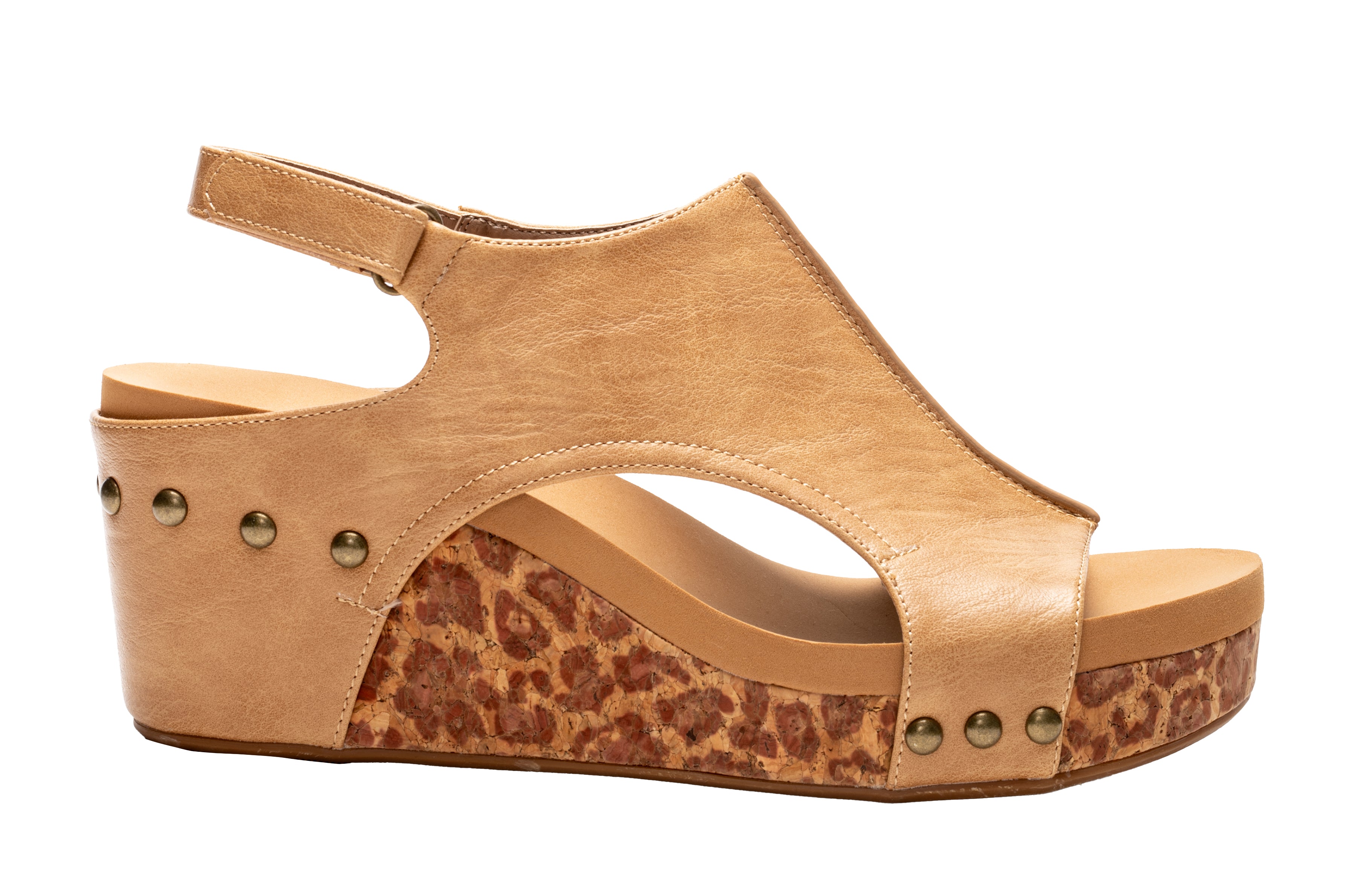 Carley Wedge Sandal Taupe Smooth Leopard