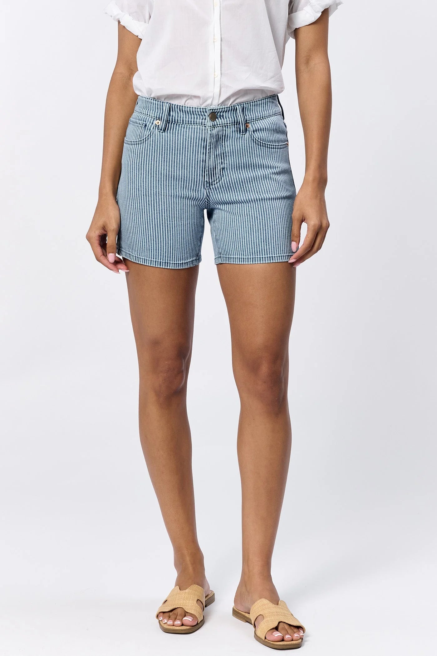 Final Sale Julian Denim Shorts Indigo Stripe