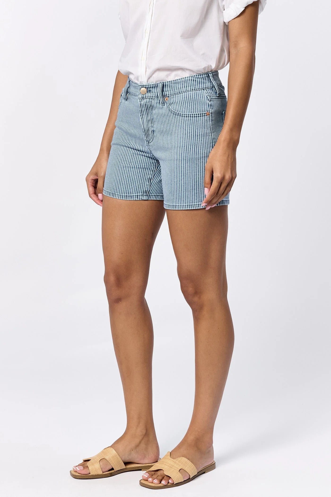 Final Sale Julian Denim Shorts Indigo Stripe