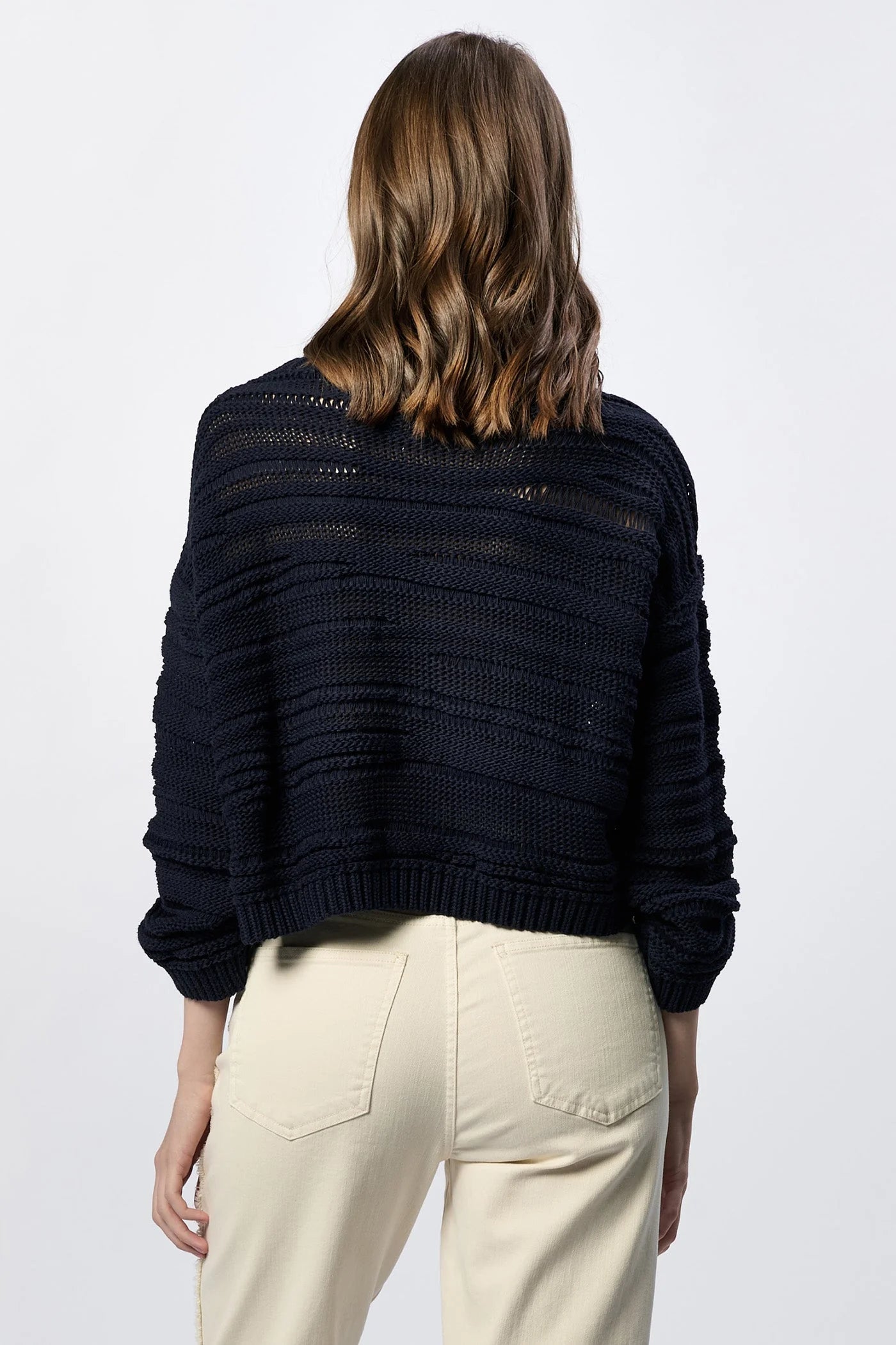 Sale Anneli Crew Neck Long Sleeve Sweater Black Iris