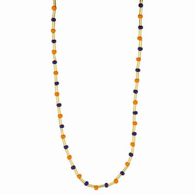 Orange & Blue Beaded Choker Necklace