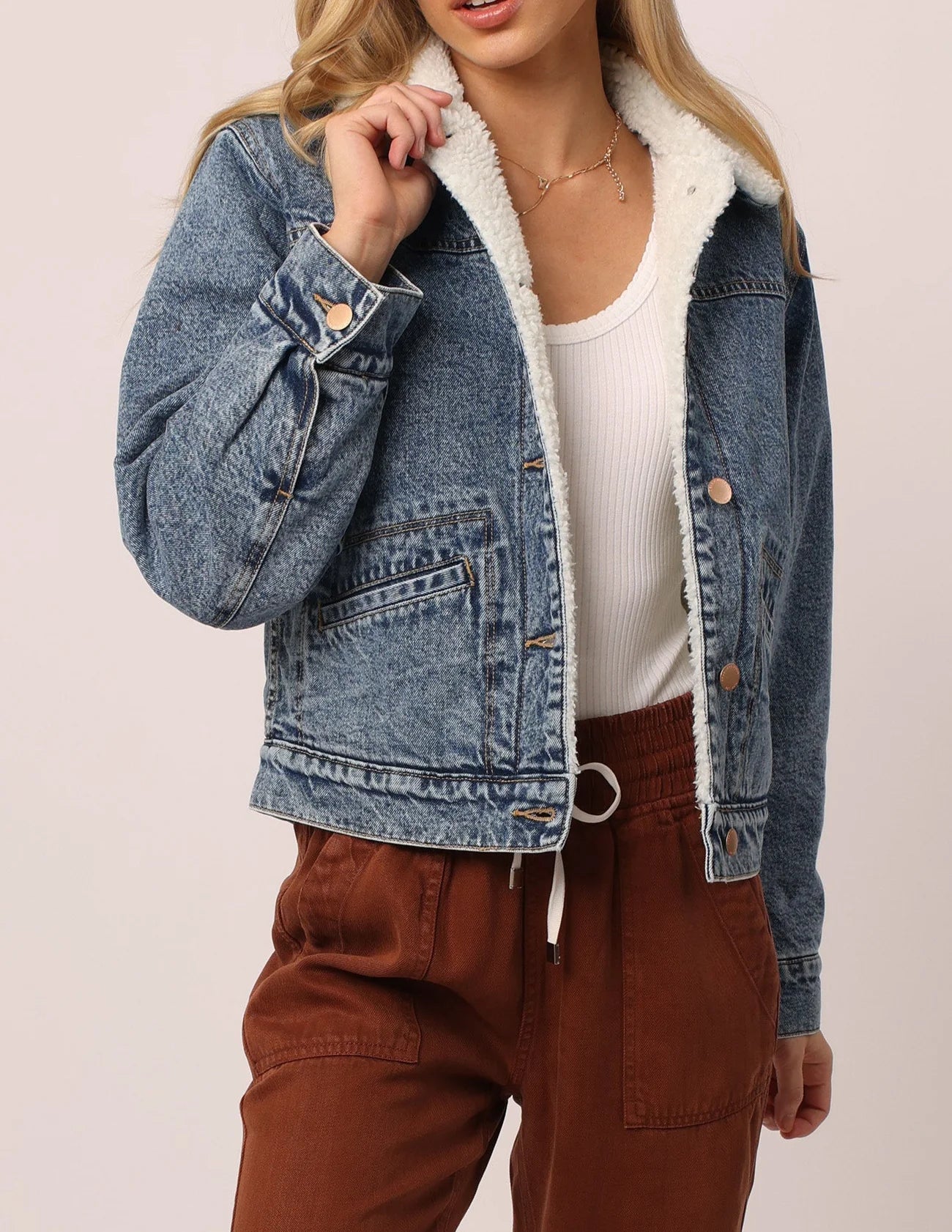 Owen Sherpa Lined Denim Jacket Blue Springs