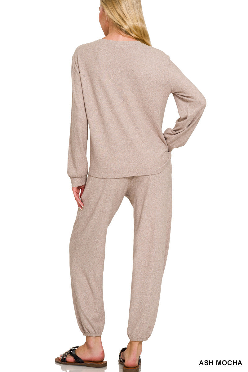 Sale Long Sleeve Tee & Jogger Pant Set -Candy Pink