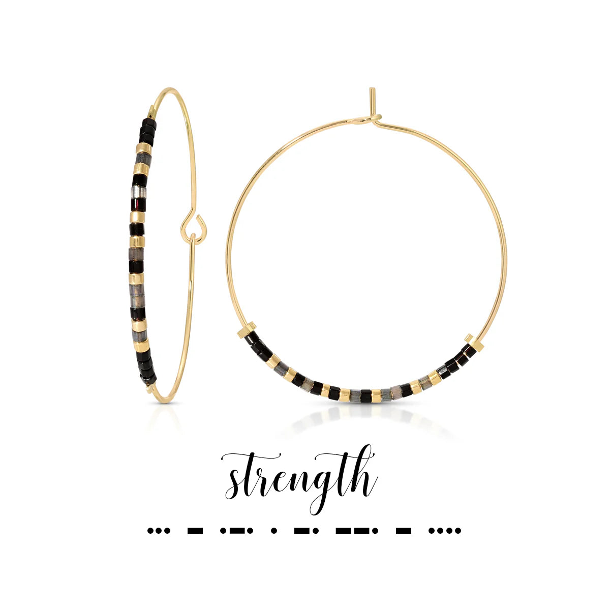 Strength Hoop Dot & Dash Earrings