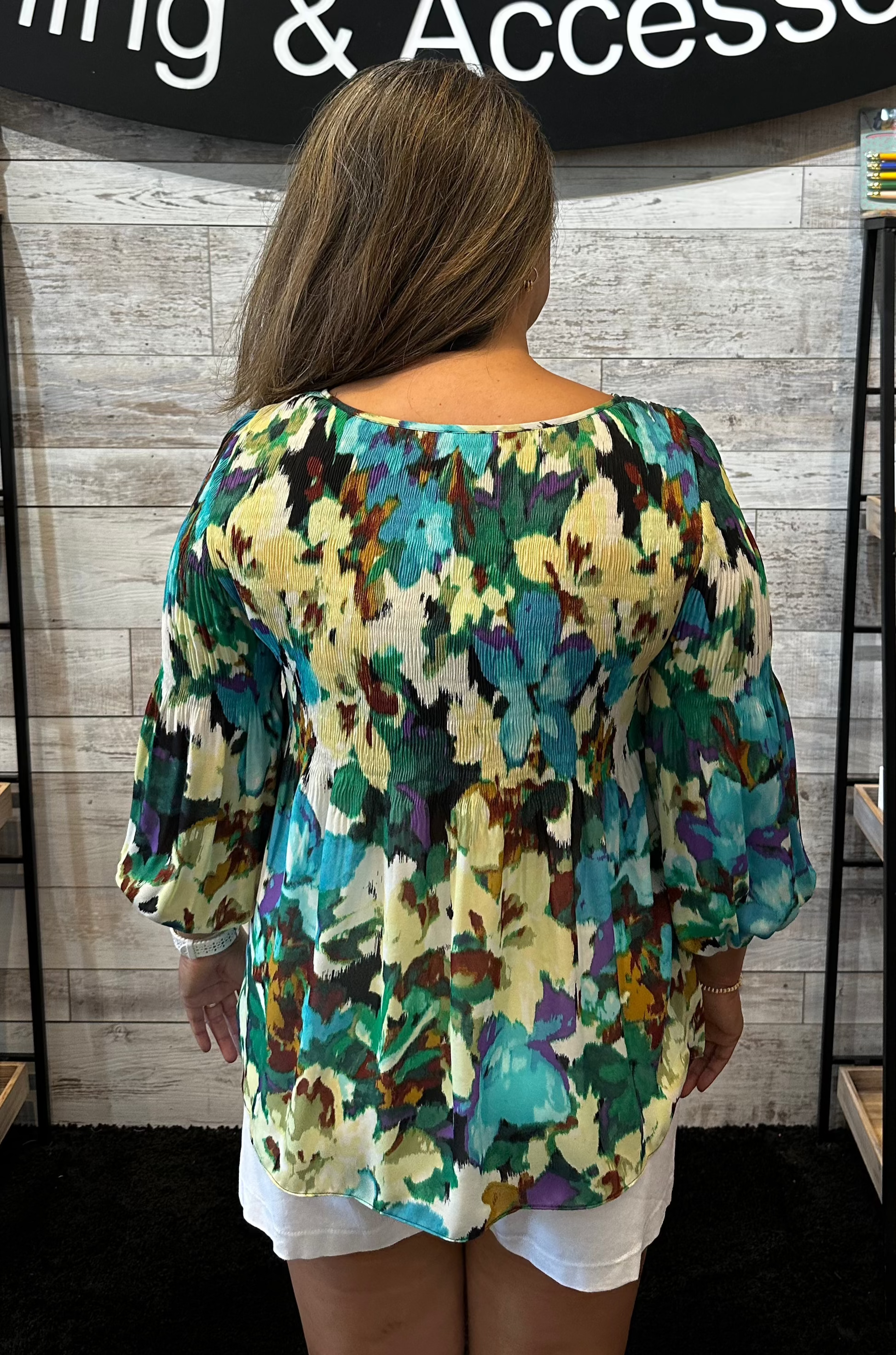Sale 3/4 Sleeve Floral Print Yellow/blue