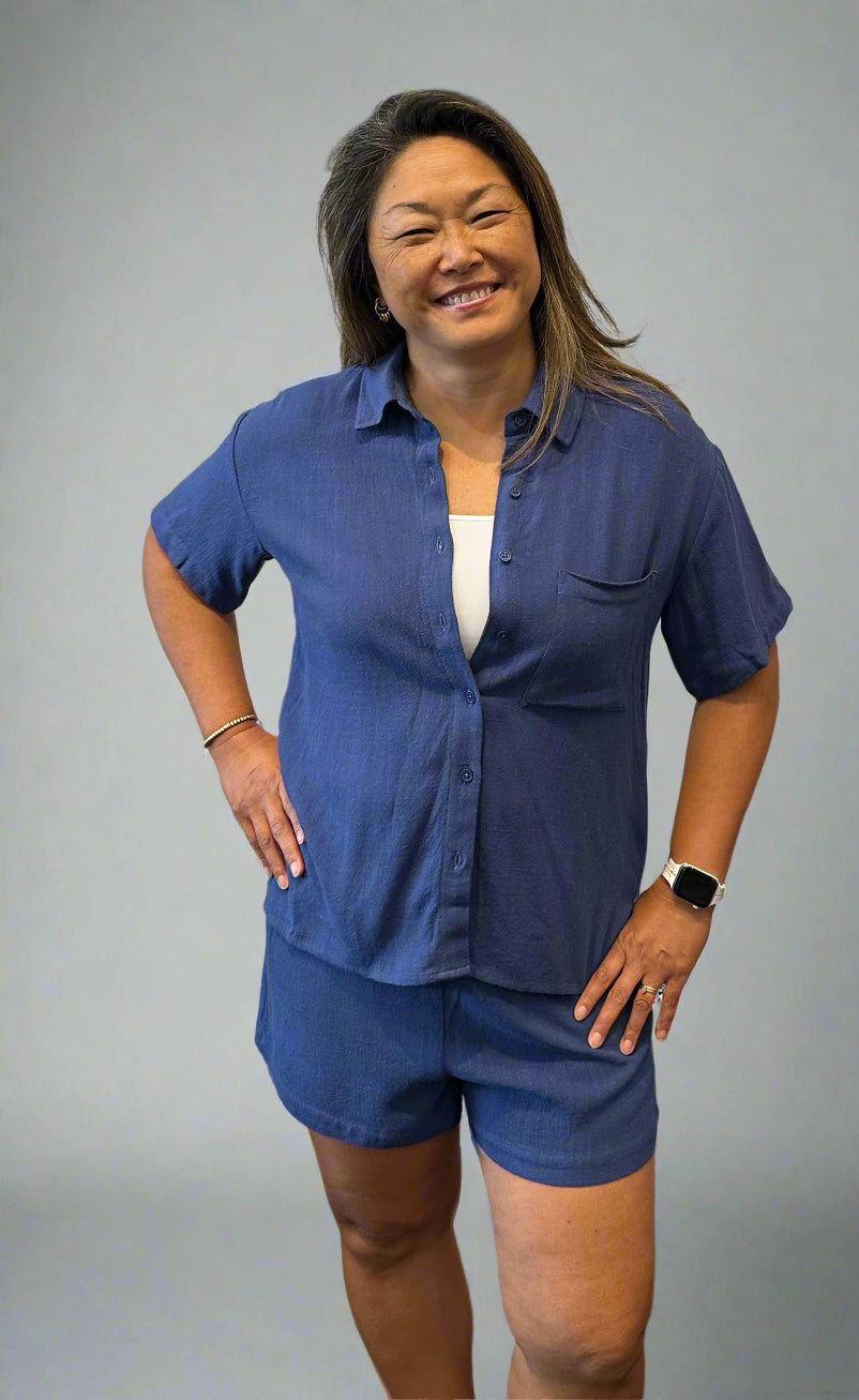 Final Sale Short Scout Linen Rayon Short Yacht Blue