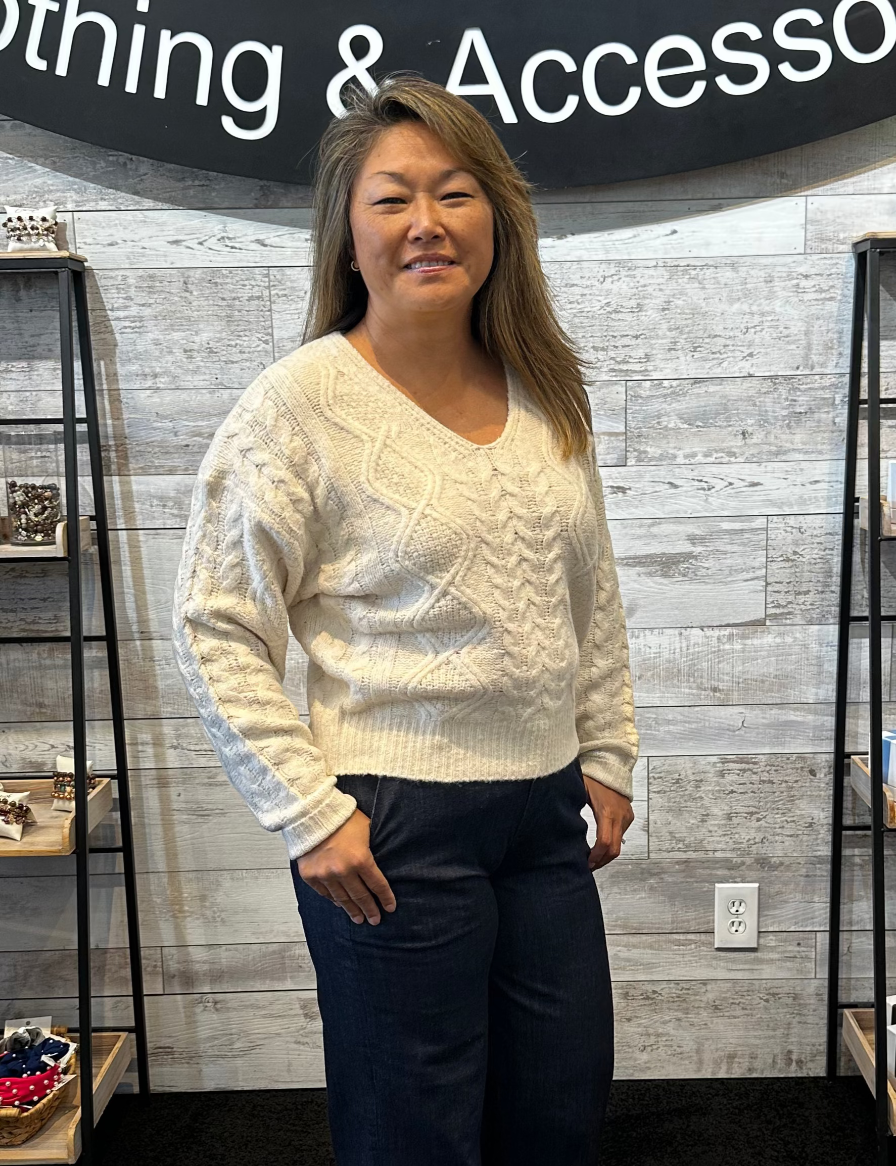 Sale Lexi Long Sleeve Cable Knit Sweater Oatmeal