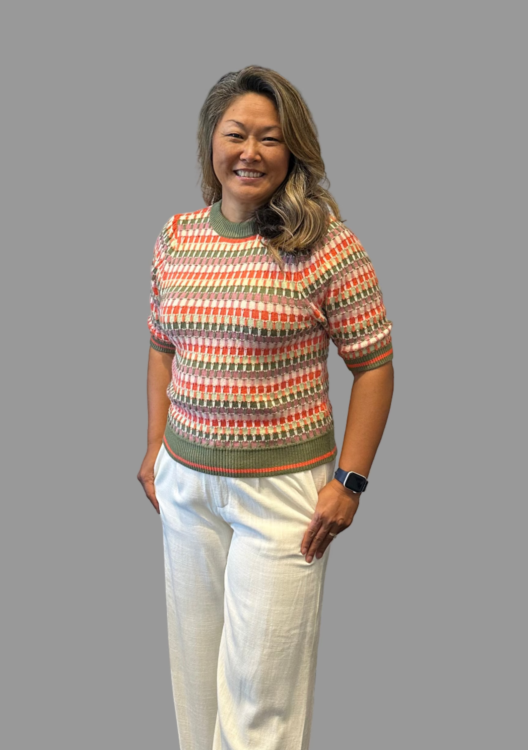 Sale Short Sleeve Multi Color Sweater