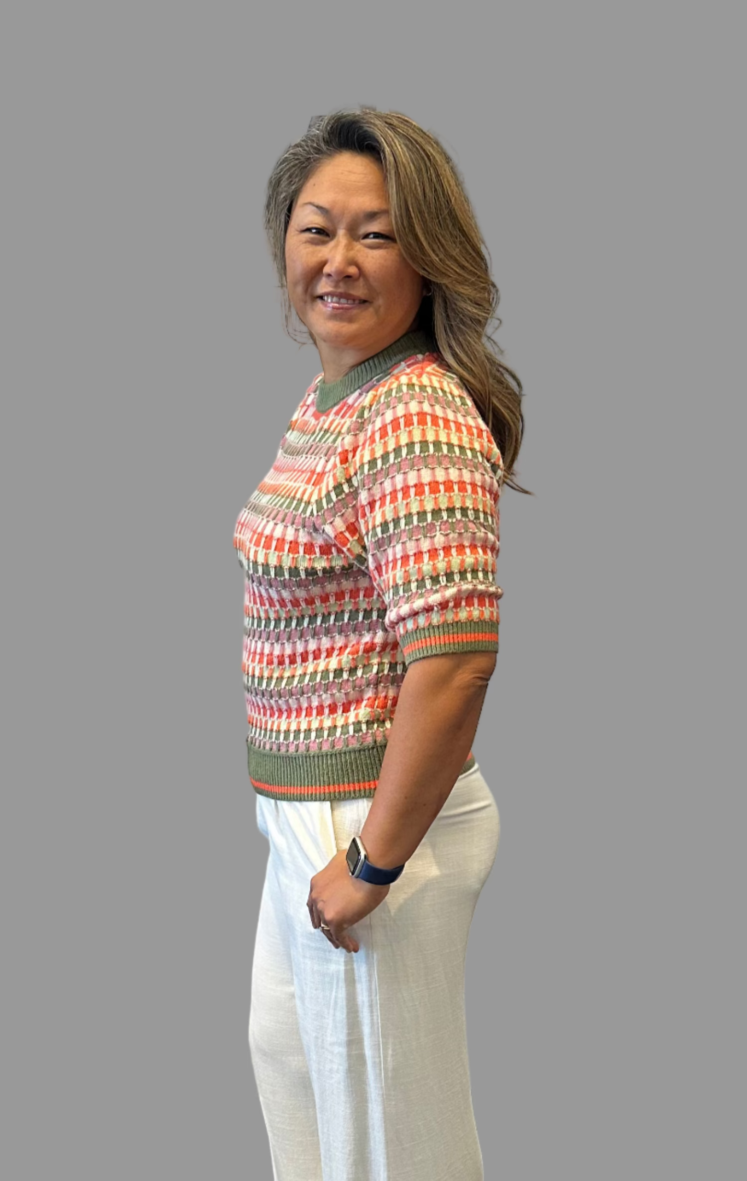 Sale Short Sleeve Multi Color Sweater