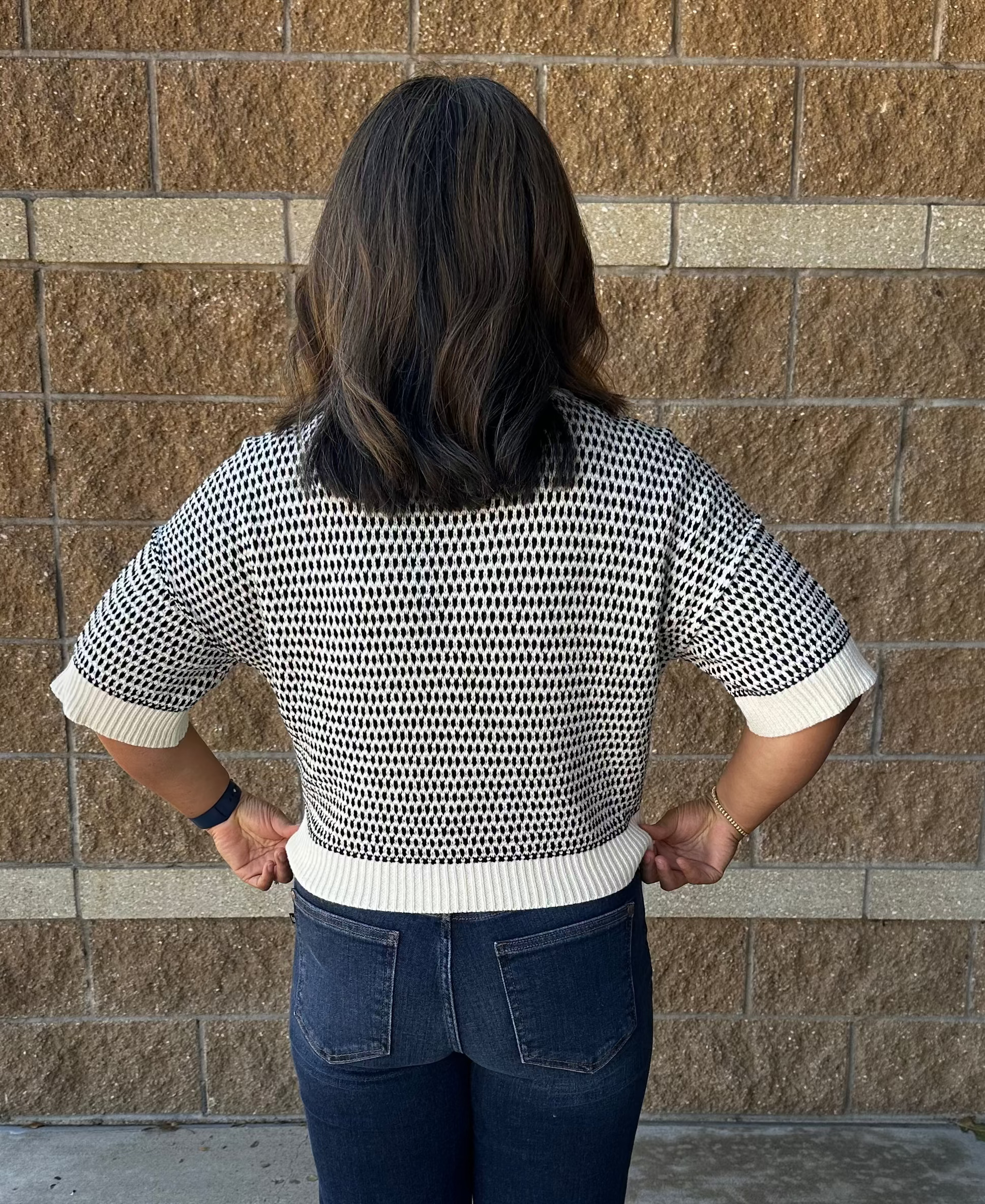 Sale Short Sleeve Striped Sweater