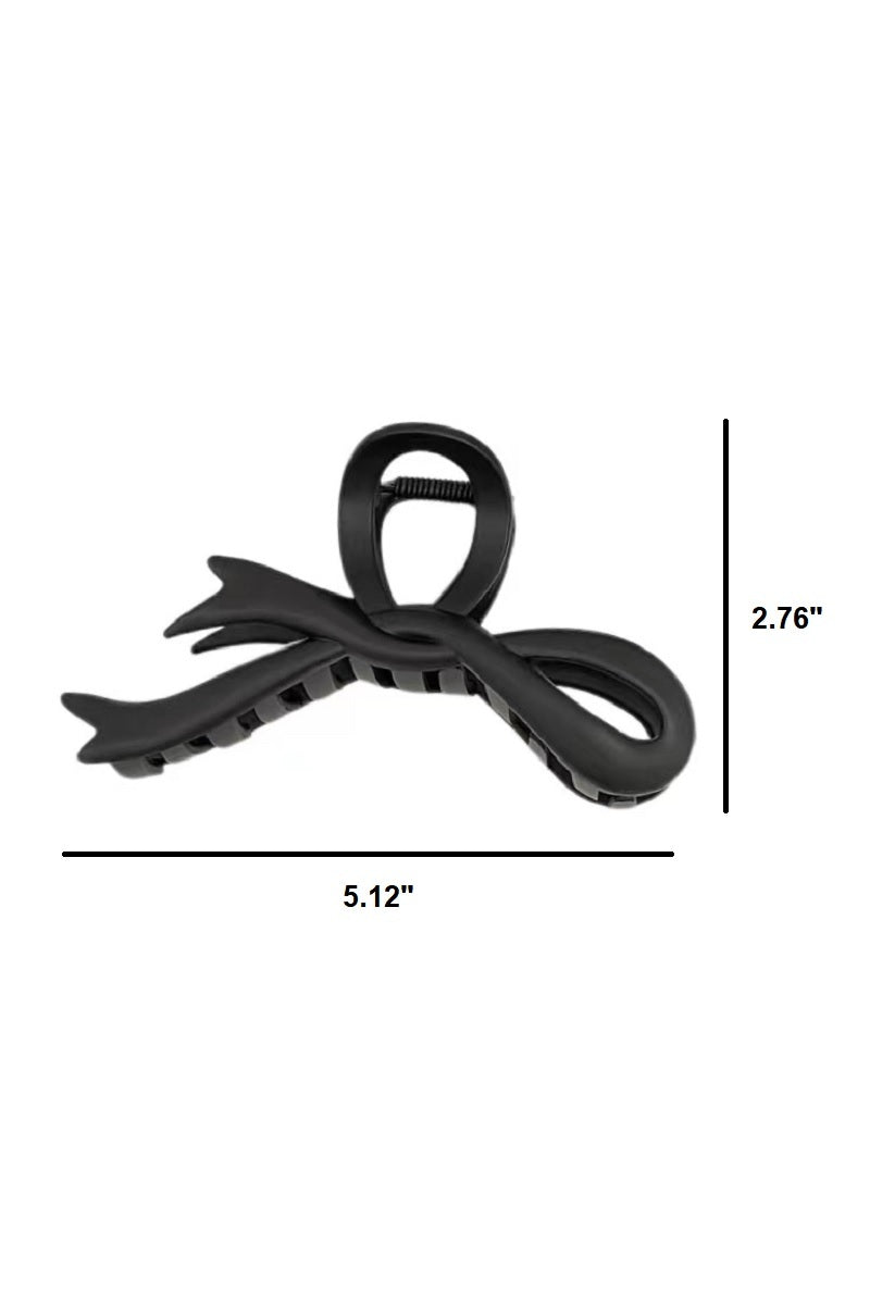 Large Ribbon Bow Matte Hair Clip Brown