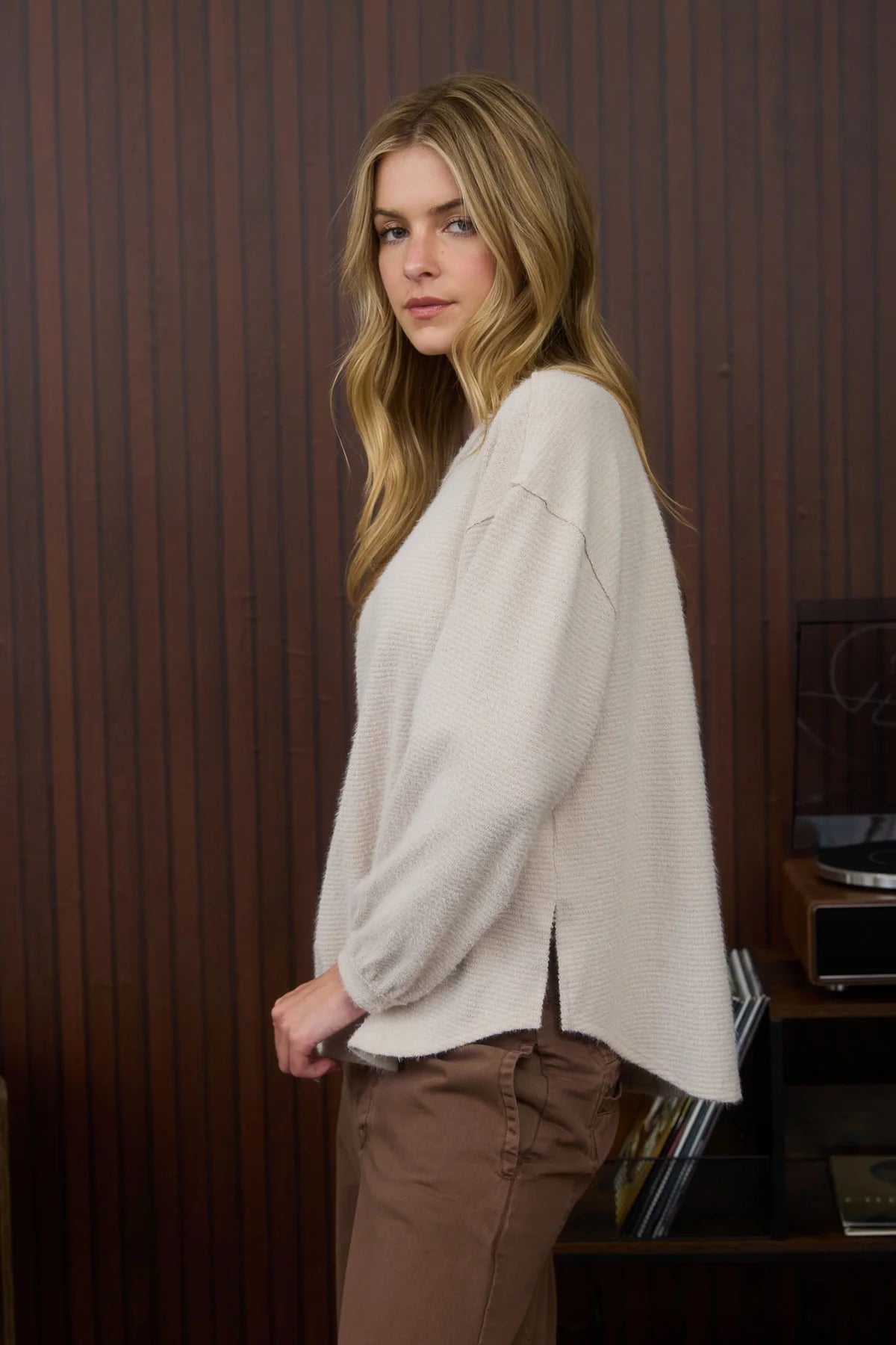 Long Sleeve Fuzzy Knit Top