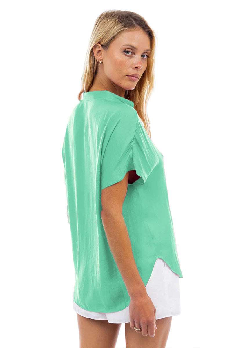 Sale Drop Shoulder Woven Blouse Biscay Green