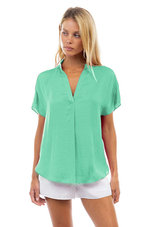 Sale Drop Shoulder Woven Blouse Biscay Green