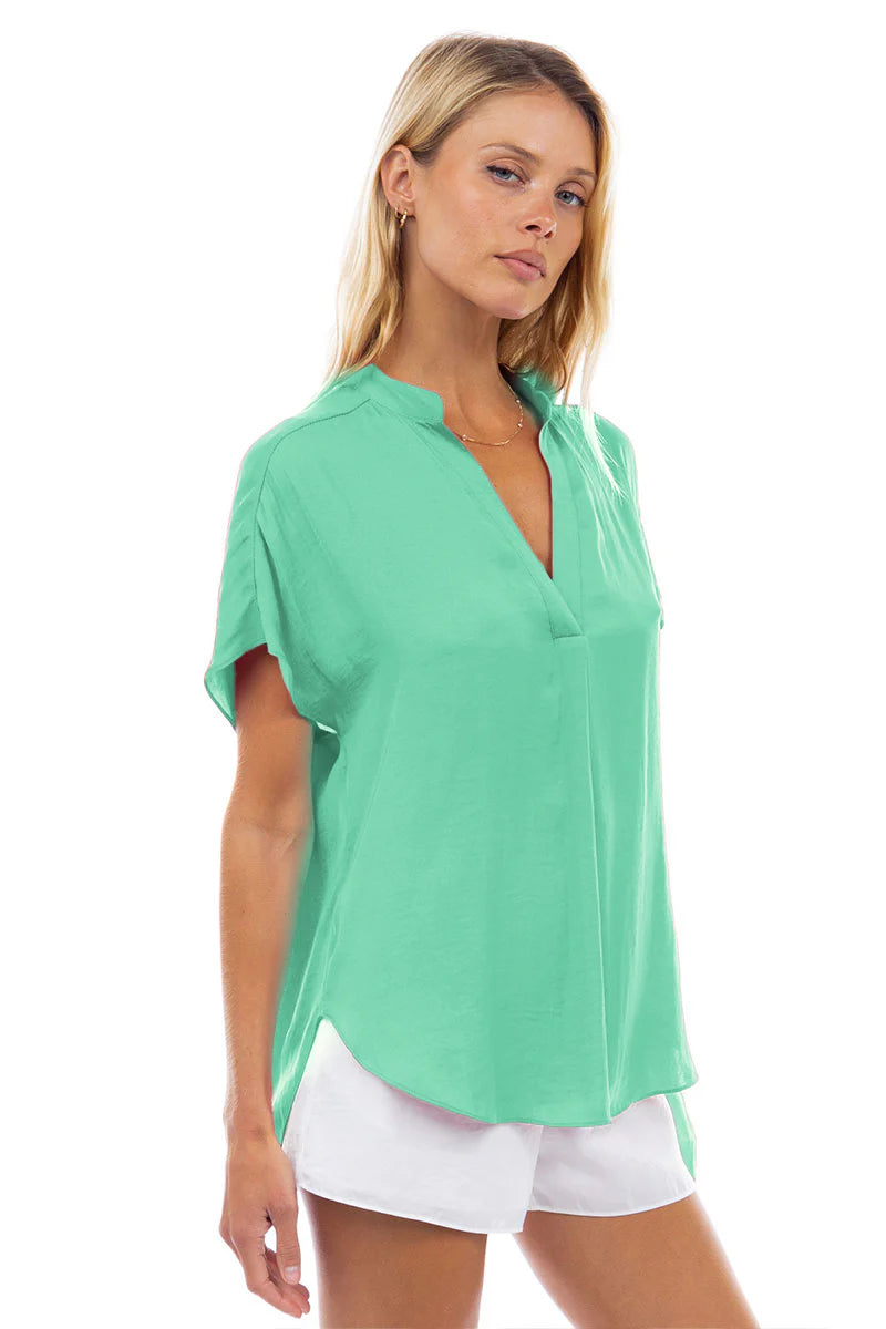 Sale Drop Shoulder Woven Blouse Biscay Green