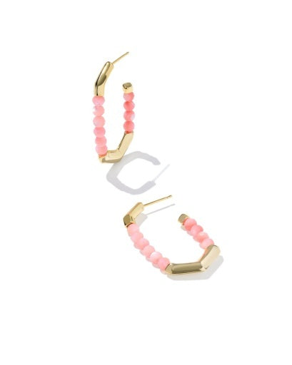 Sale Sylvia Gold Pink Chalcedony Hoop Earrings