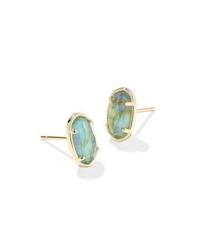 Sale Grayson Gold Deep Aqua Illusion Stone Stud Earrings