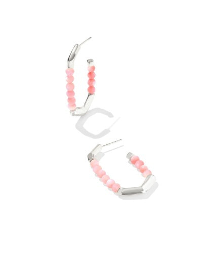 Sale Sylvia Silver Pink Chalcedony Hoop Earrings