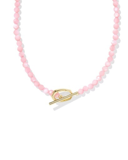 Sale Sylvia Gold Pink Chalcedony Strand Necklace
