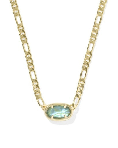 Sale Elisa Gold Deep Aqua Illusion Figaro Chain Short Pendant Necklace