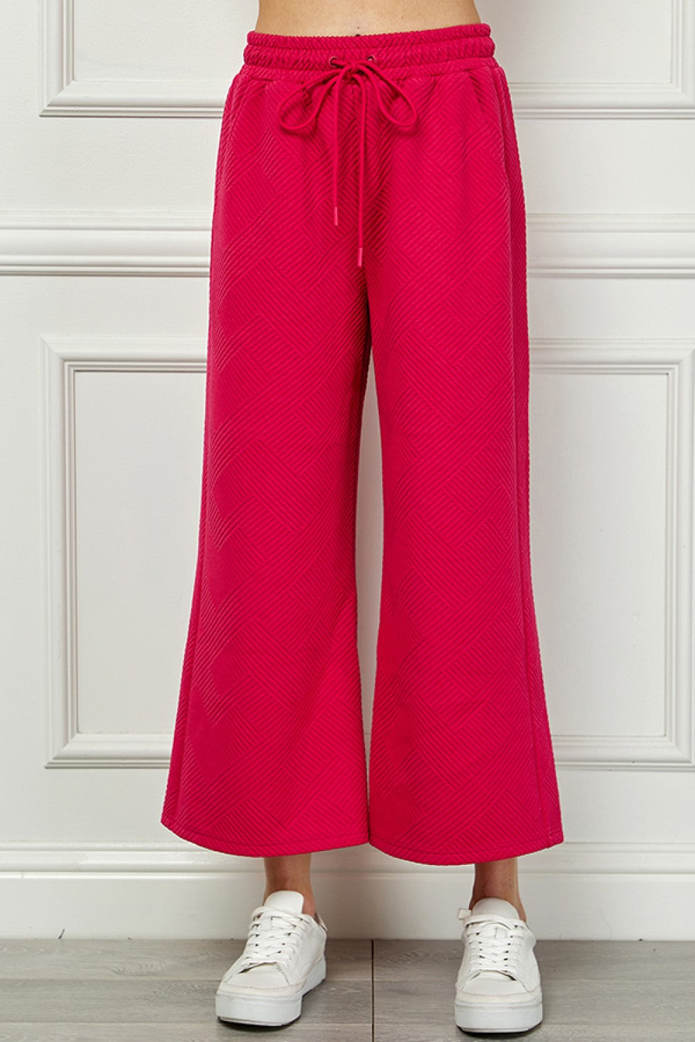 Sale Textured Cropped Wide Leg Pant Barbie Pink