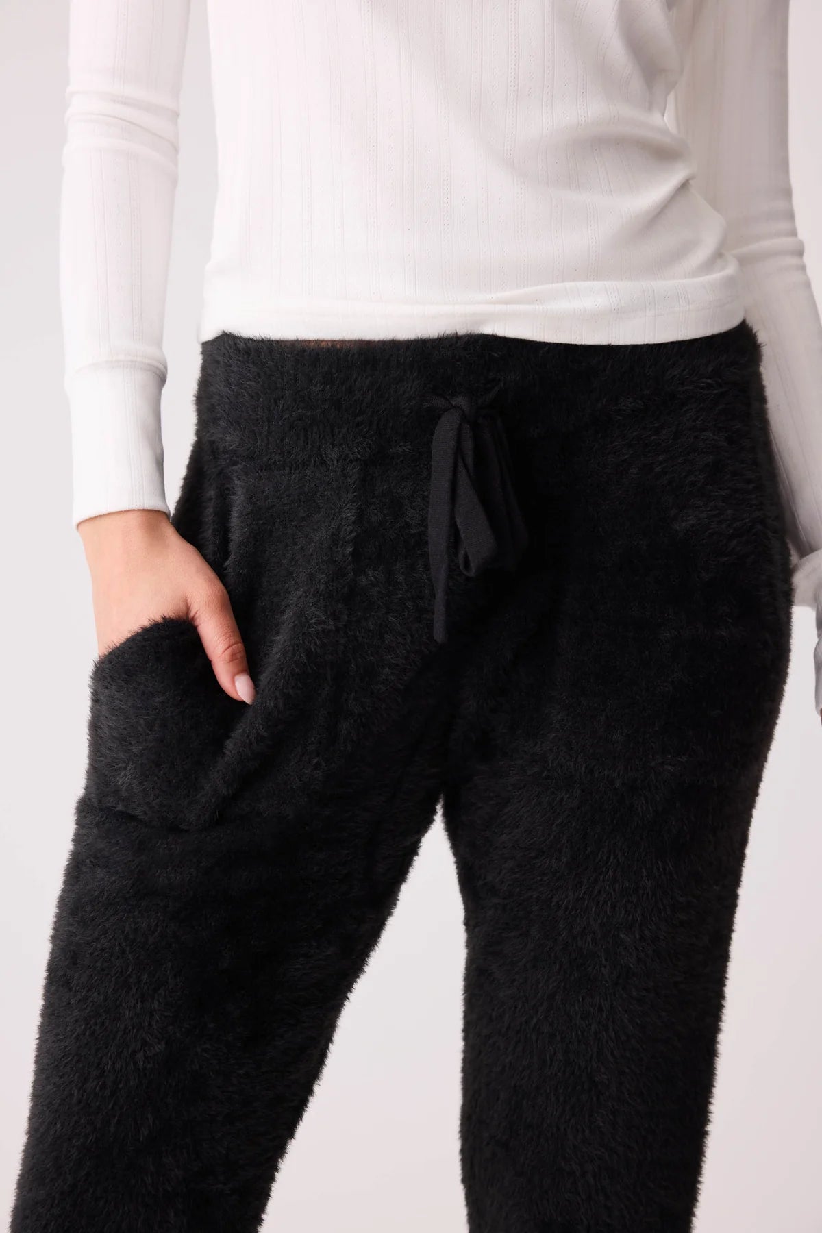 Final Sale Cozy & Chic Feather Knit Banded Jogger Black