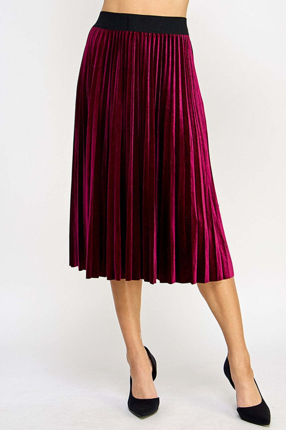 Sale Velvet Pleats Skirt Burgundy