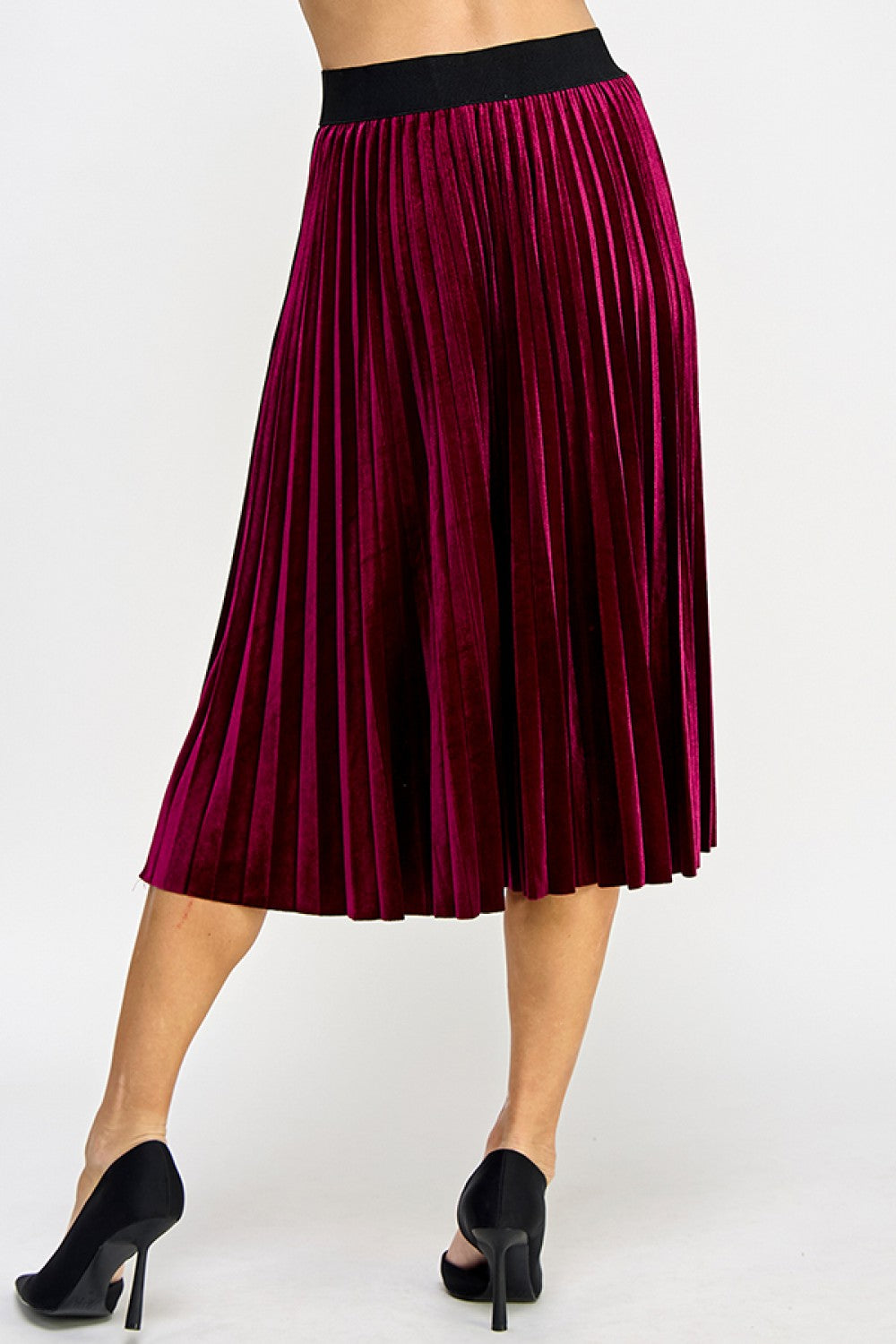 Sale Velvet Pleats Skirt Burgundy