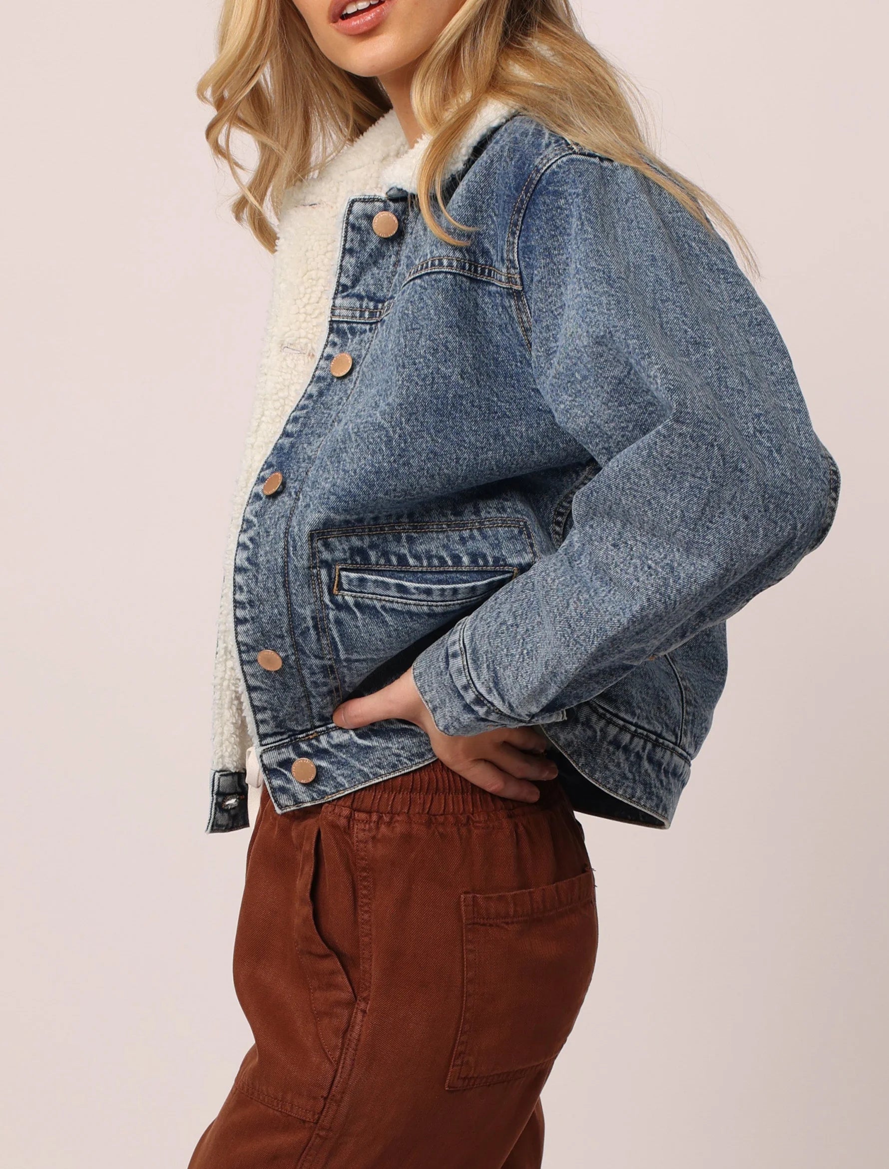 Owen Sherpa Lined Denim Jacket Blue Springs