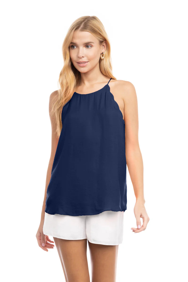 Scallop Tank Top Navy