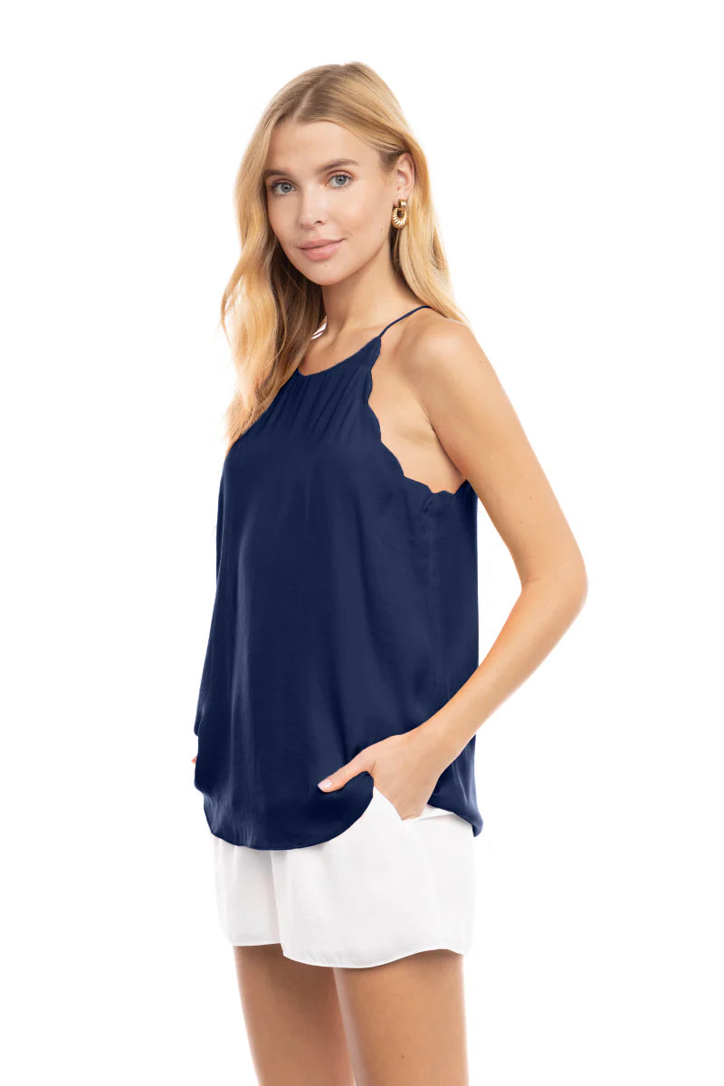 Scallop Tank Top Navy