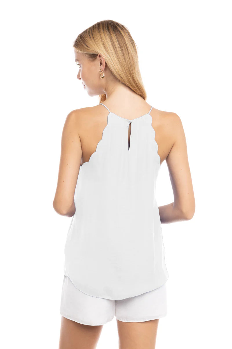 Scallop Tank Top Off White