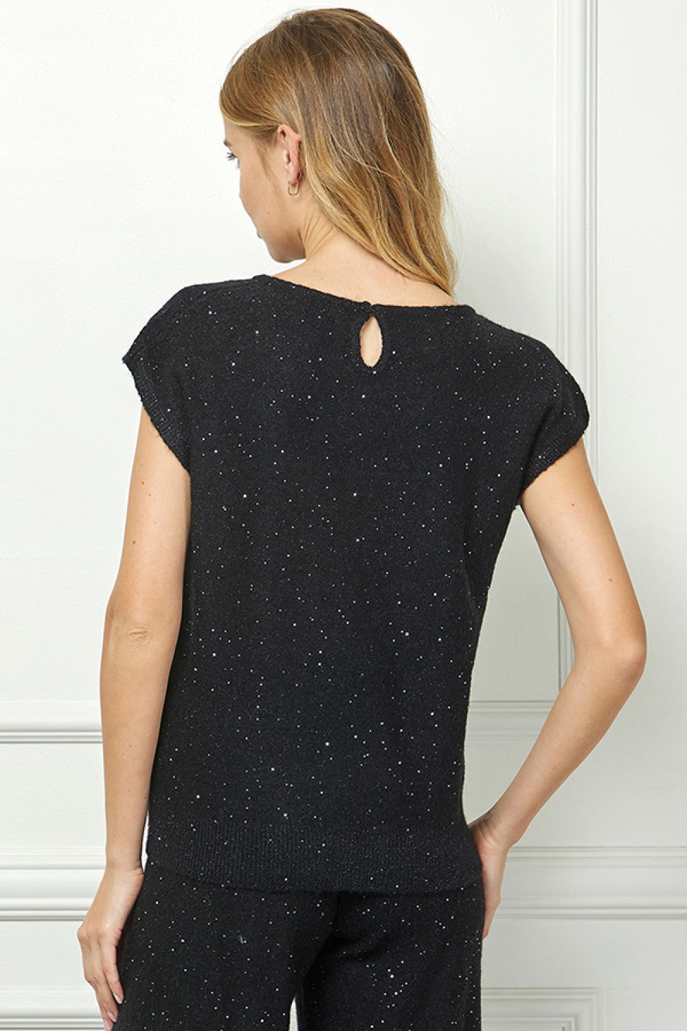 Sale Short Sleeve Sequin Sweater Top