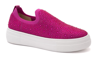 swank fuchsia crystal slip on shoe
