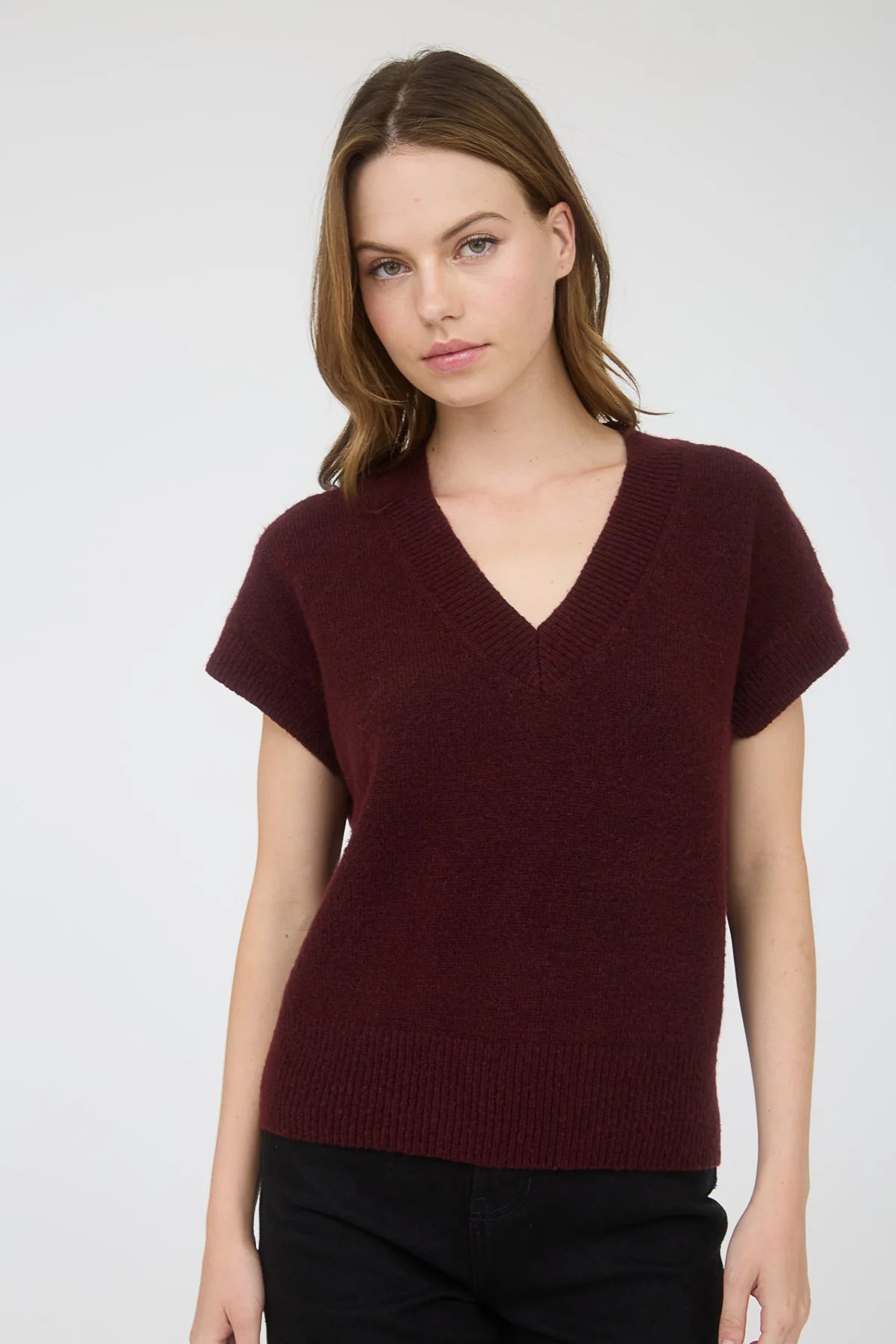 Sale V-Neck Short Sleeve Knit Sweater