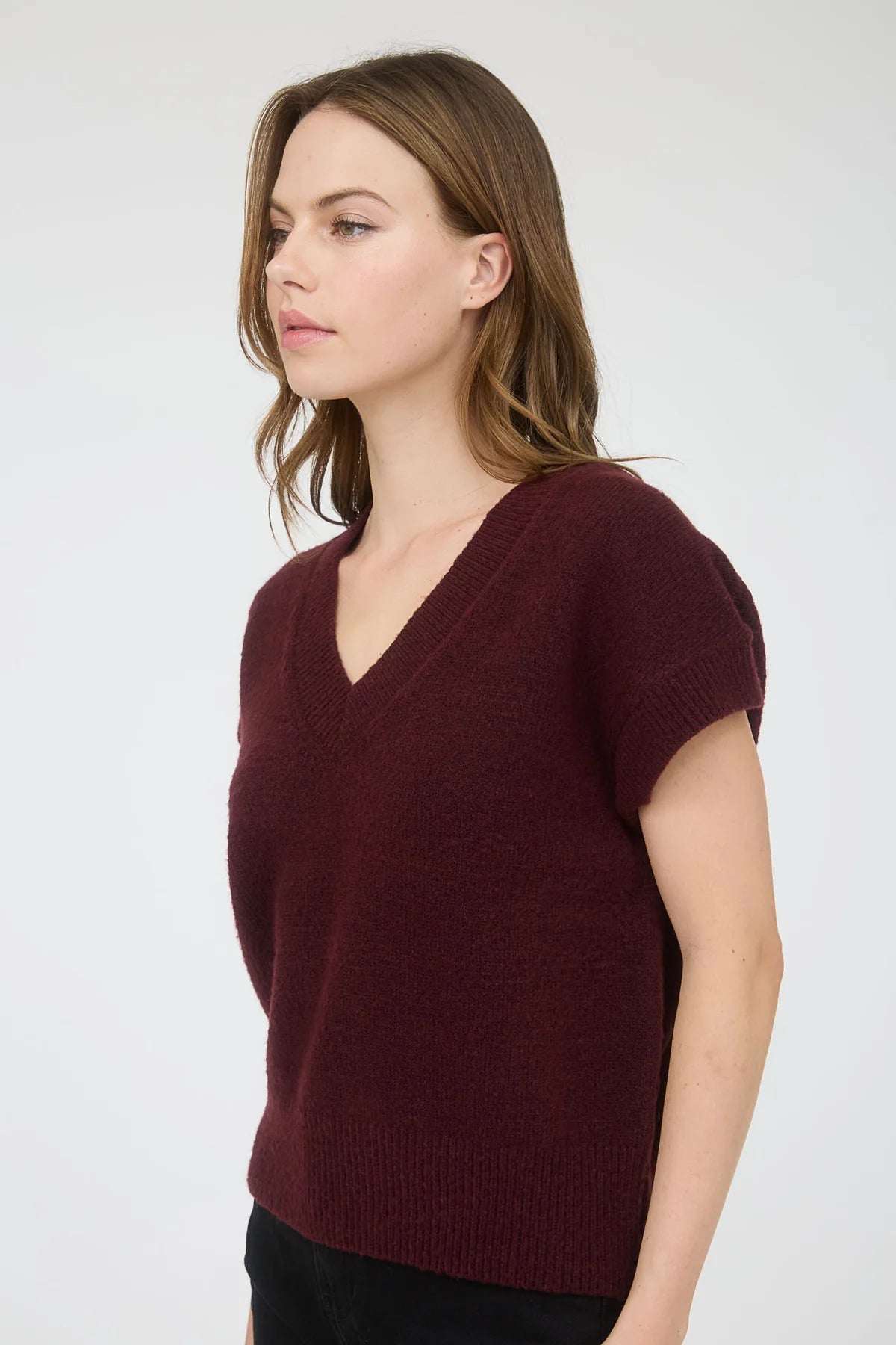 Sale V-Neck Short Sleeve Knit Sweater