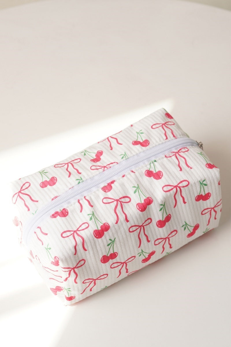 Bowknot Cherry Cosmetic Makeup Pouch Bag
