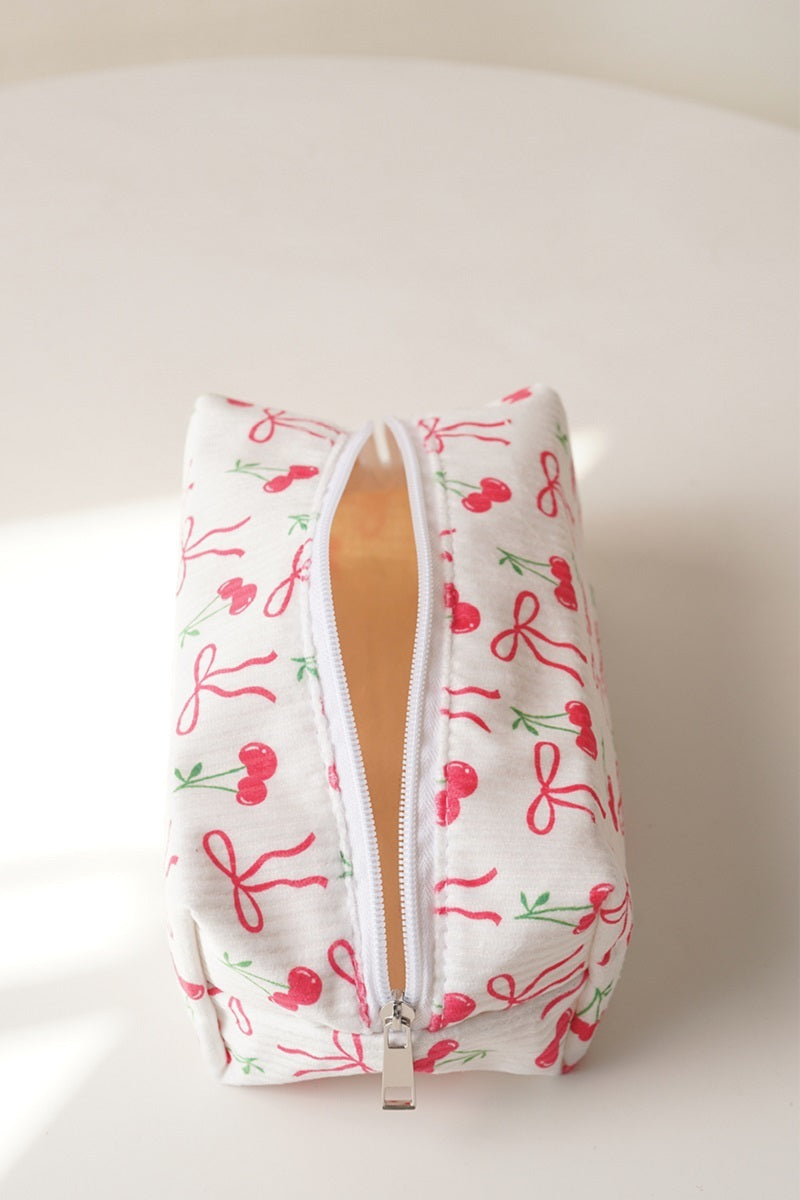 Bowknot Cherry Cosmetic Makeup Pouch Bag