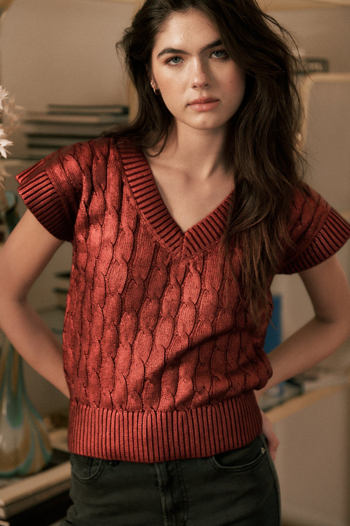 Final Sale Metallic Sweater Vest