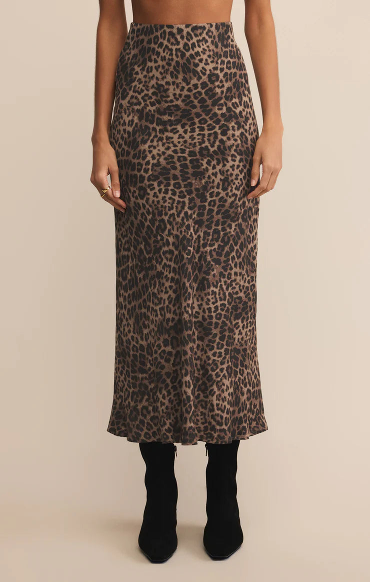Izabel Leopard Skirt Desert Tan