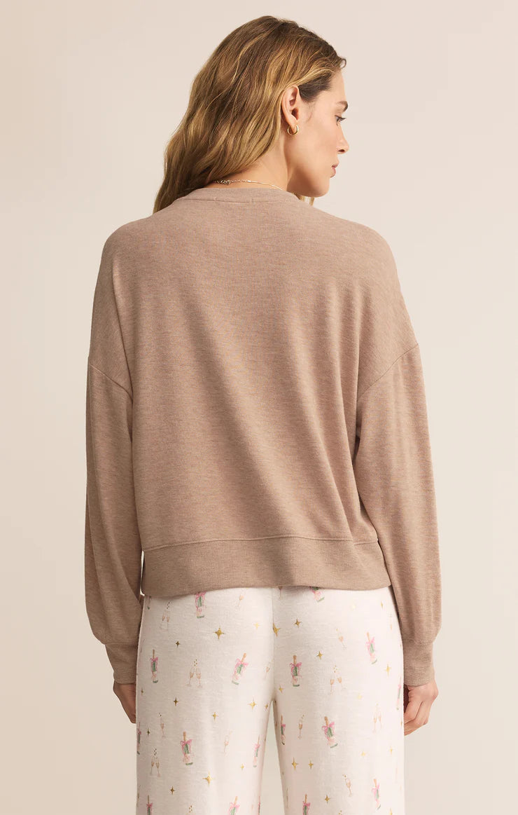 Sale Champagne Long Sleeve Top Ice Coffee