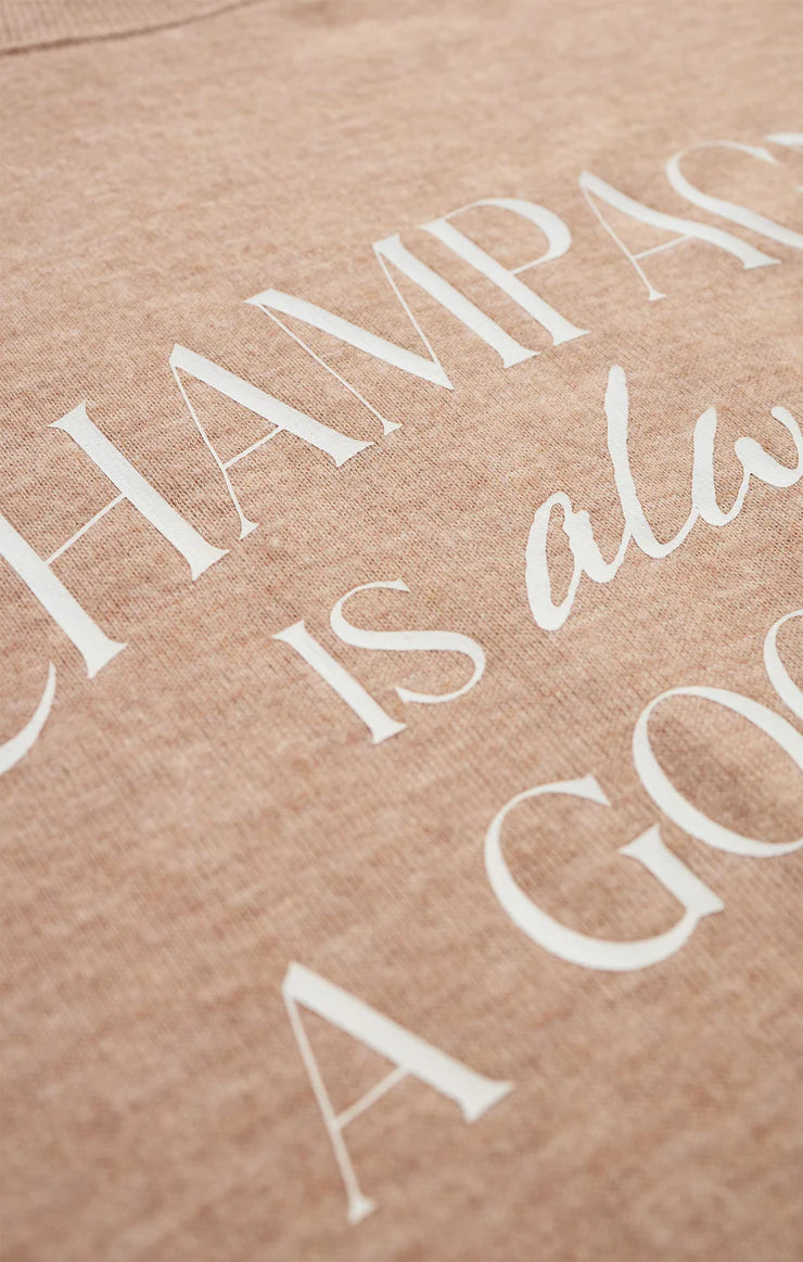 Sale Champagne Long Sleeve Top Ice Coffee