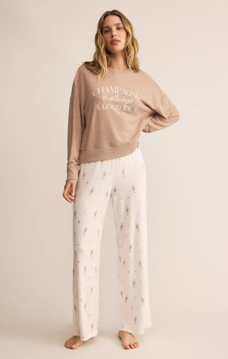 Sale Champagne Long Sleeve Top Ice Coffee