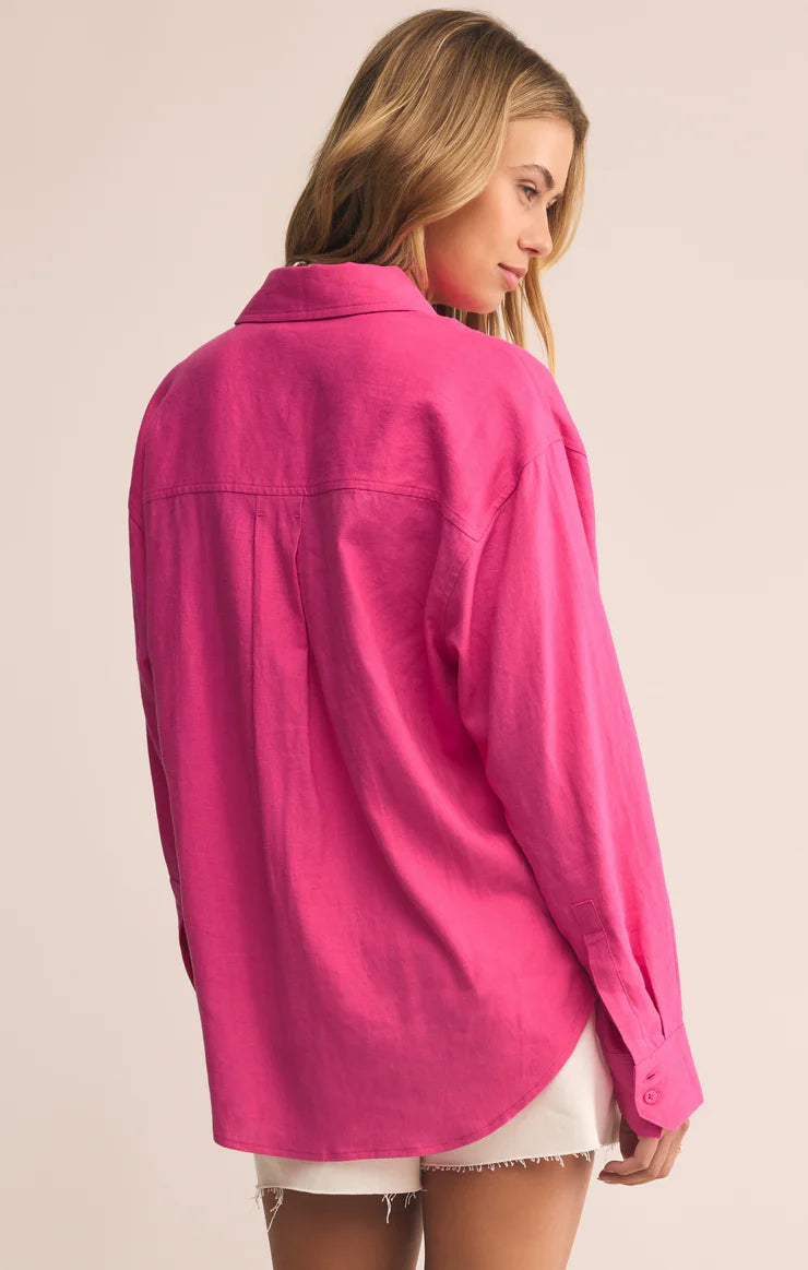 Sale Alfie Linen Button Up Shirt Island Pink