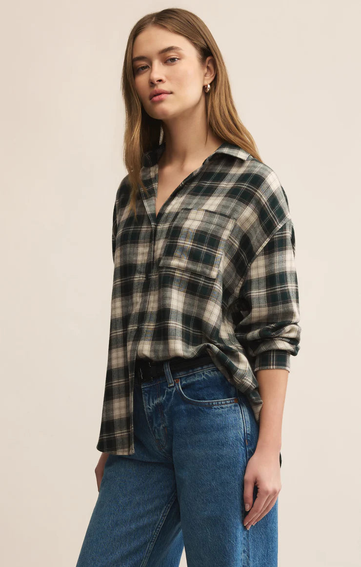 River Plaid Button Up Garland Green