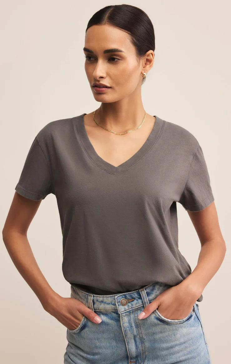 Sale Weekdays V-Neck Tee Washed Grey