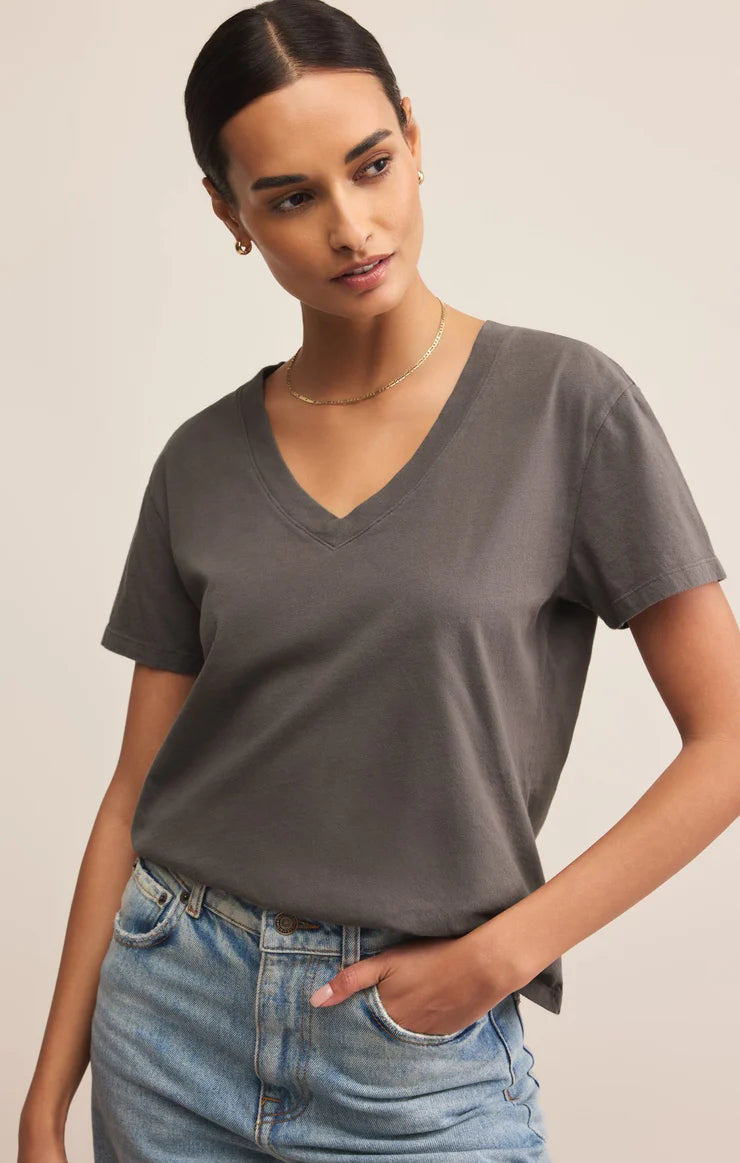Sale Weekdays V-Neck Tee Washed Grey