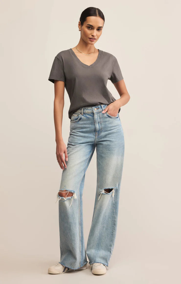 Sale Weekdays V-Neck Tee Washed Grey